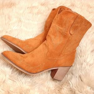 Shibever Women Western Embroidered Cowboy Cowgirl Boot Brown 9.5